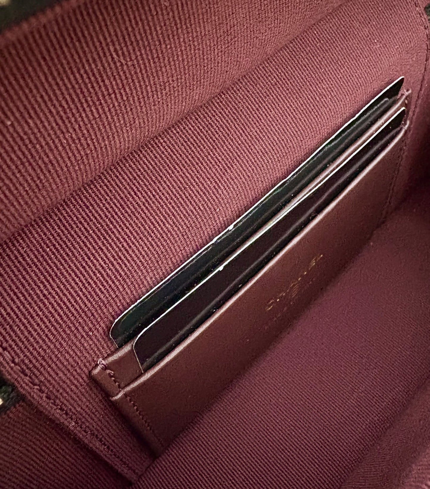 CHANEL 2025 Black Caviar Top Handle Flat Vanity on Chain Light Gold Hardware