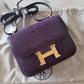 HERMES Constance Mini 18 Amethyst Matte Alligator Gold Hardware Y Stamp