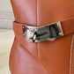 HERMES Naturel Brown Calfskin Neo Ankle Kelly Boots Shoes Palladium Hardware Size 39