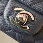 CHANEL 18B Navy Blue Caviar Quilted Rectangular Mini Flap Bag Silver Hardware