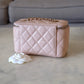 CHANEL 22C Light Beige Caviar Rectangular Vanity On Chain Light Gold Hardware