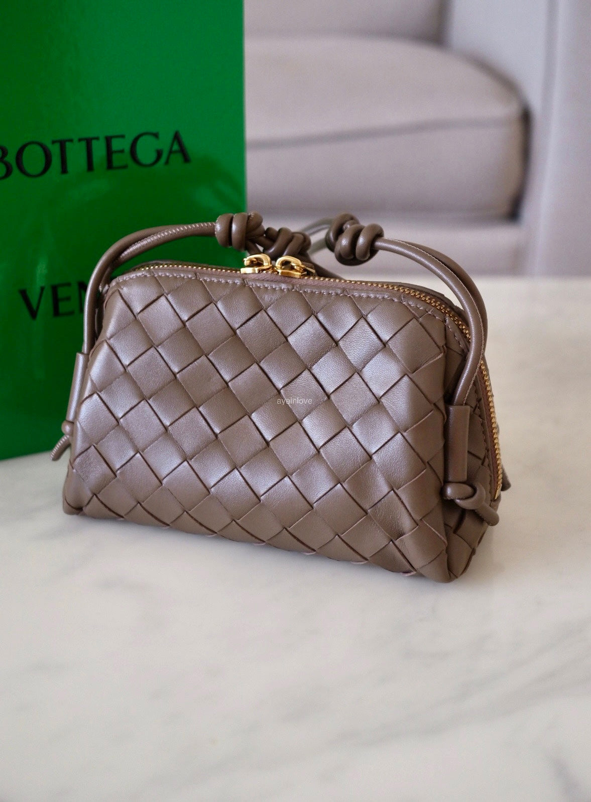 BOTTEGA VENETA BV Concert Pouch Pinecone Bag Gold Hardware