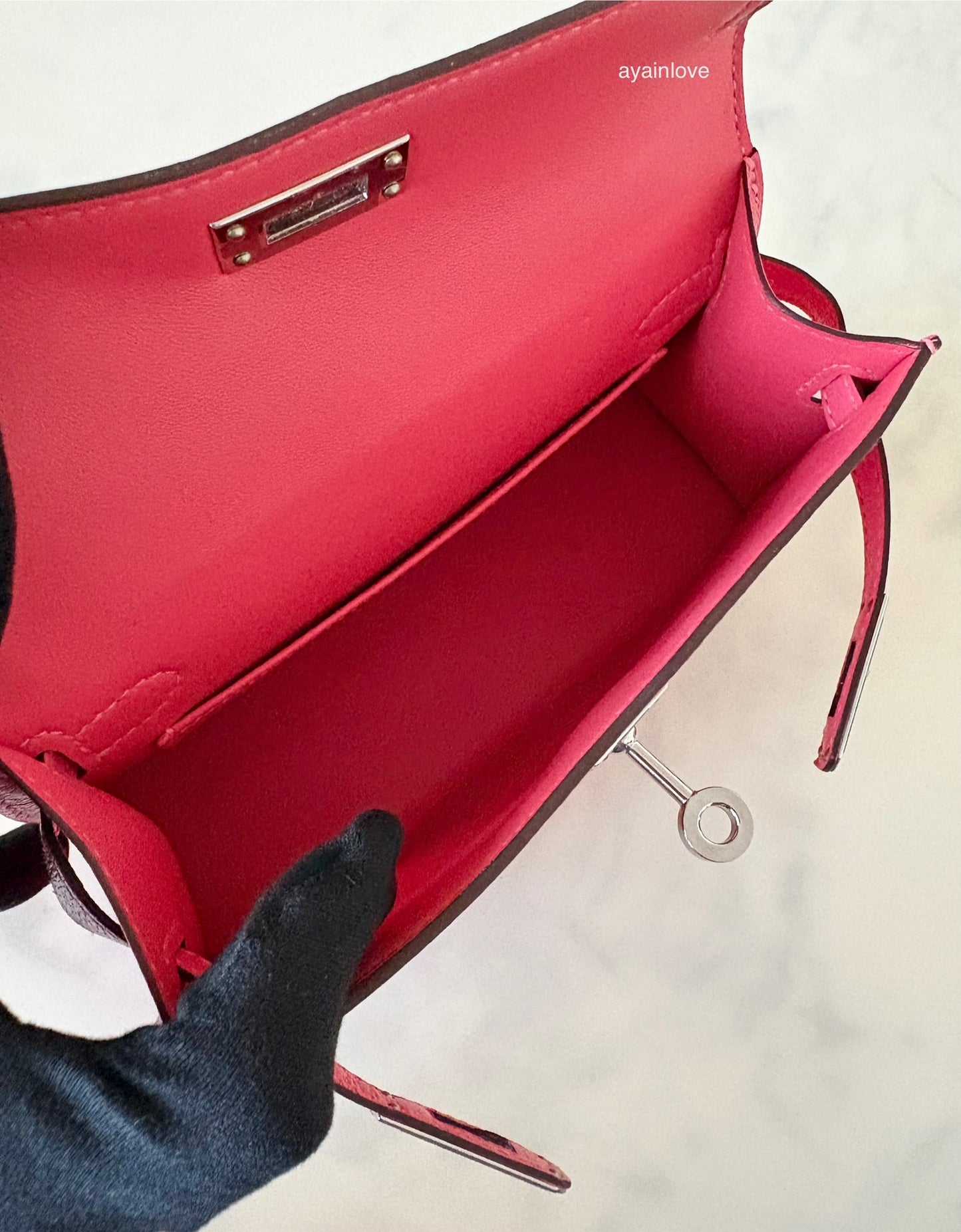 HERMES Mini Kelly 20 Pink Rose Lipstick Chèvre Mysore Palladium Hardware D Stamp