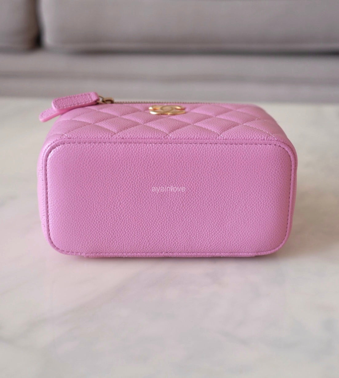 CHANEL 22S Pick Me Up Pink Caviar Top Handle Vanity Brushed Gold Hardware