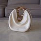 VALENTINO Vlogo Ivory Moon Zip Up Mini Hobo Bag Gold Hardware