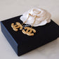 CHANEL Baroque Large CC Dangle Stud Earrings Gold Hardware