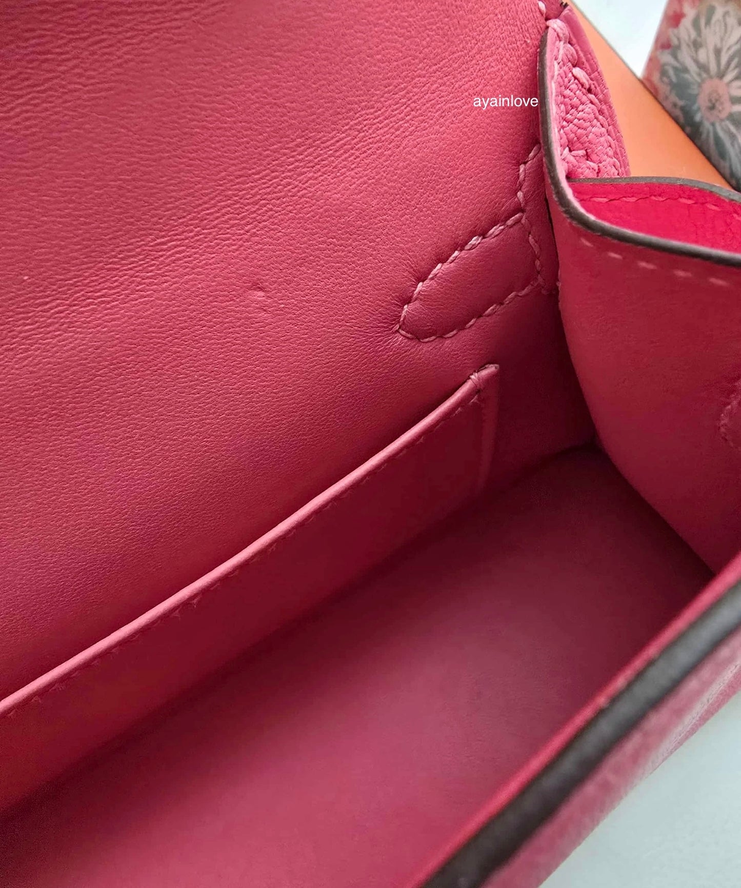 HERMES Mini Kelly 20 Pink Rose Lipstick Chèvre Mysore Palladium Hardware D Stamp