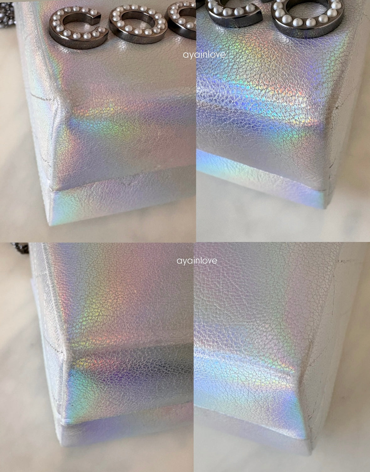 CHANEL 14K Limited Edition Runway Iridescent Silver Goatskin Lait de Coco Milk Carton Bag Shiny Ruthenium Hardware