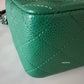 CHANEL Green Caviar Classic Quilted Rectangular Mini Flap Bag Ruthenium Hardware