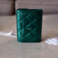 CHANEL 18S Iridescent Emerald Green Caviar XL Snap Card Holder Light Gold Hardware