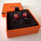 HERMES H Pop Mini Framboise Stud Earrings Rose Gold Hardware