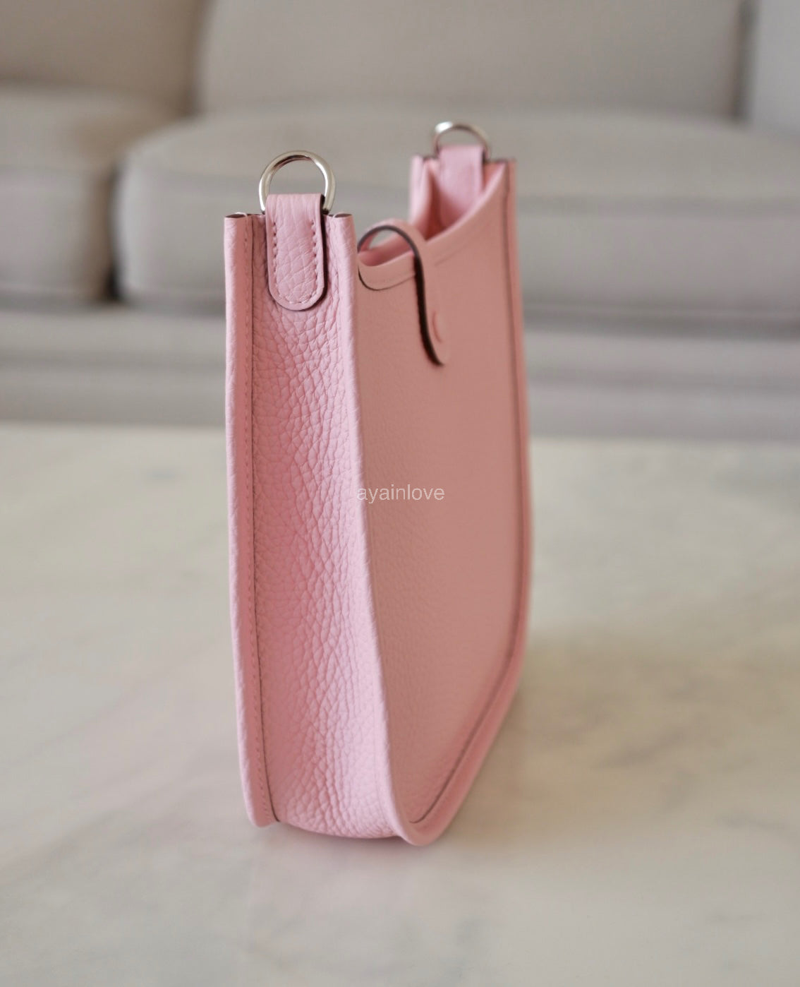 HERMES Mini Evelyne TPM 16 Amazone Rose Sakura Clemence Palladium Hardware W Stamp