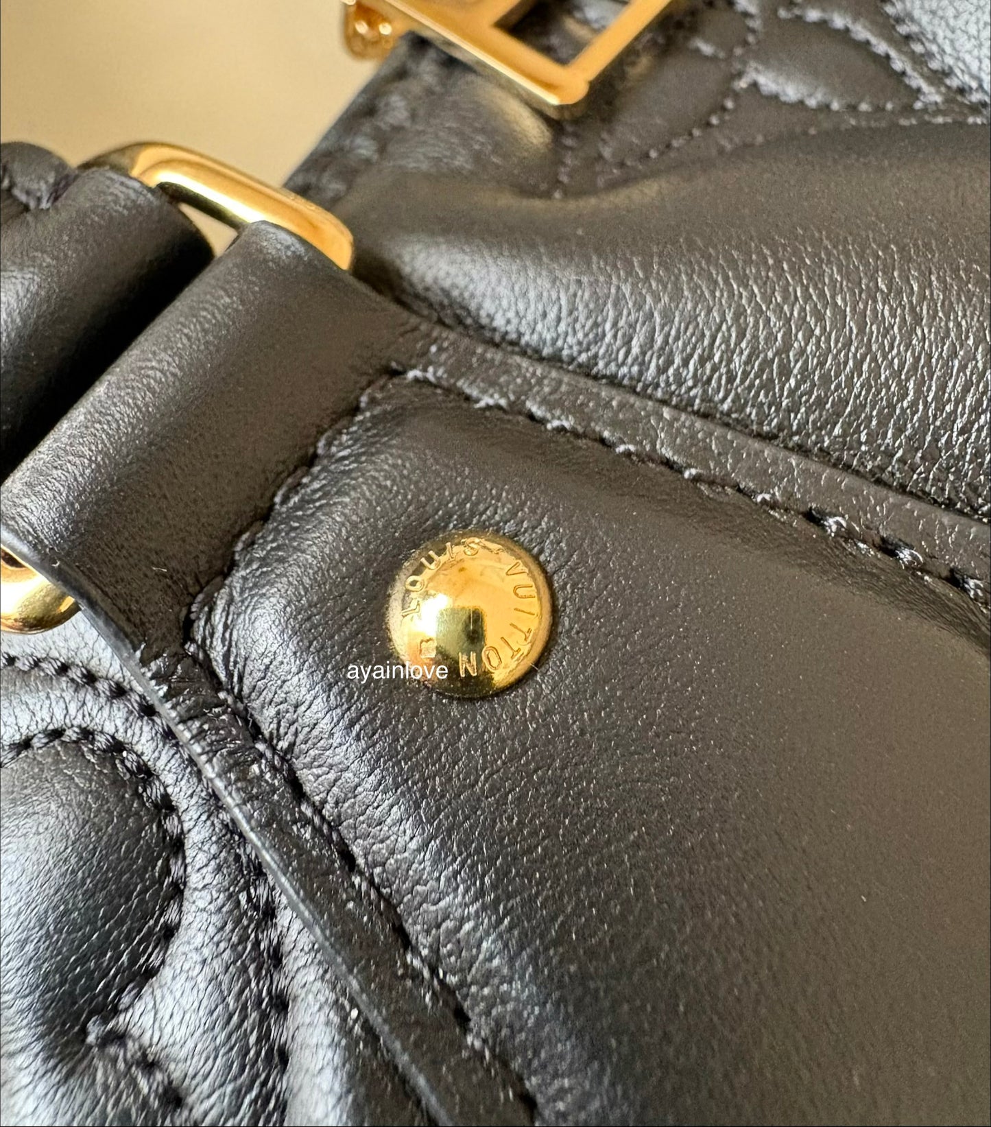 LOUIS VUITTON LV Alma BB Black Calfskin Bubblegram Bag Gold Hardware