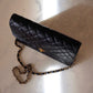 CHANEL Black Lambskin Turnlock Quilted Medium Half Flap Bag Gold Hardware