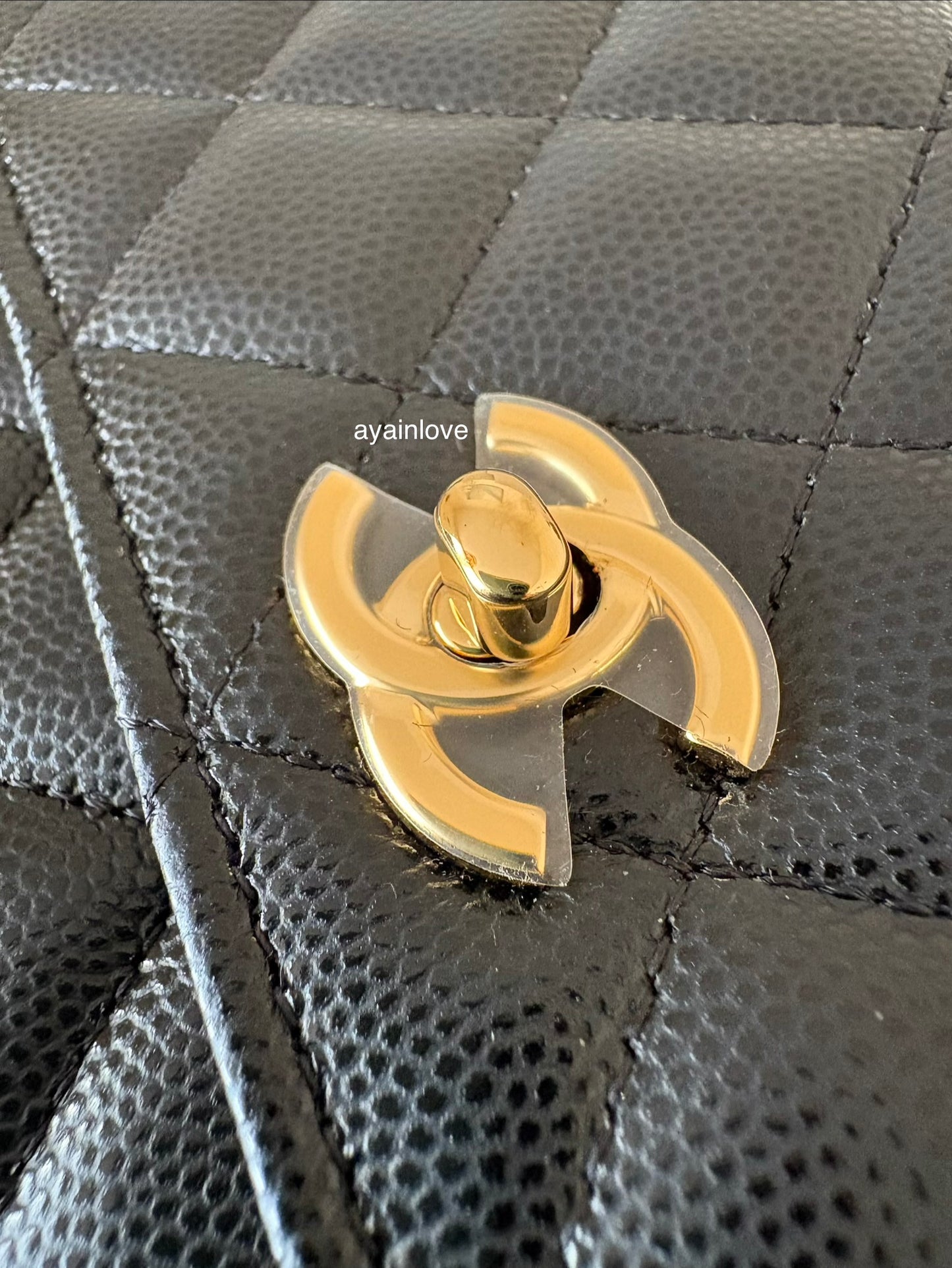 CHANEL 23S Black Caviar Wallet on Chain with Bag Charm Gold Hardware