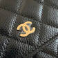 CHANEL Black Caviar Microchipped Classic Wallet On Chain Gold Hardware