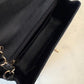 CHANEL 18B Black Caviar Quilted Rectangular Mini Flap Bag Light Gold Hardware