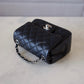 CHANEL 17B Black Caviar (Burgundy Interior) Quilted Square Mini Flap Bag Silver Hardware