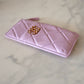 CHANEL 21S Pink Lilac Rose Clair 19 Phone Pouch Card Holder Gold Hardware