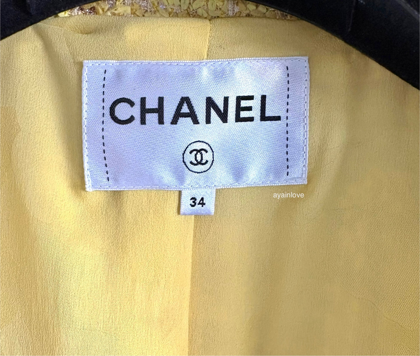 CHANEL 20P Yellow Fantasy Tweed Jacket Size 34FR