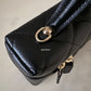 CHANEL 2025 Black Caviar Top Handle Flat Vanity on Chain Light Gold Hardware