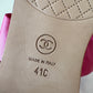 CHANEL 20C Fuchsia Pink Chain Lambskin Sandals CC Gold Hardware Size 41