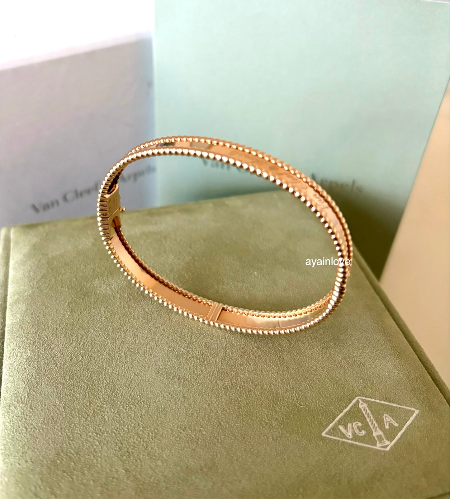 Van Cleef Arpels VCA Signature Perlee 18KT Rose Gold Bracelet Size Large