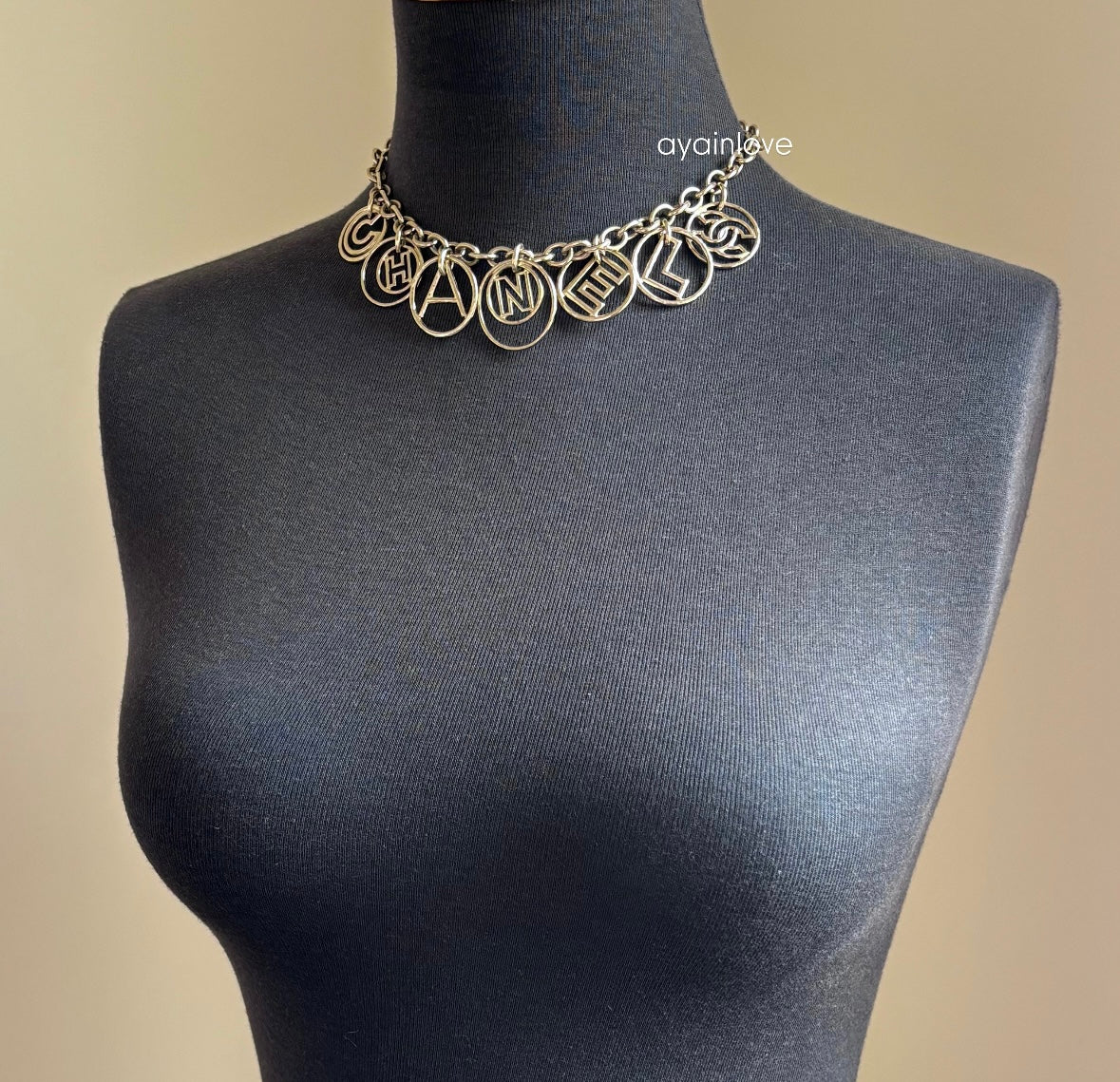 CHANEL 17C Logo CC Necklace Light Gold Hardware