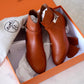 HERMES Naturel Brown Calfskin Neo Ankle Kelly Boots Shoes Palladium Hardware Size 39