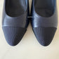CHANEL 20A Black & Dark Navy Grosgrain Lambskin Pumps CC Heel Shoes Size 38 EU