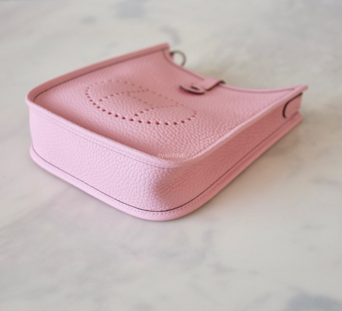 HERMES Mini Evelyne TPM 16 Amazone Rose Sakura Clemence Palladium Hardware W Stamp