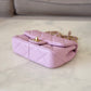 CHANEL 24S Pink Lambskin Twin Pearls Quilted Mini Flap Bag Adjustable Gold Hardware