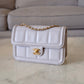CHANEL 2025 Light Grey Lambskin Microchipped Quilted Chocolate Bar Mini Flap Bag Brushed Gold Hardware