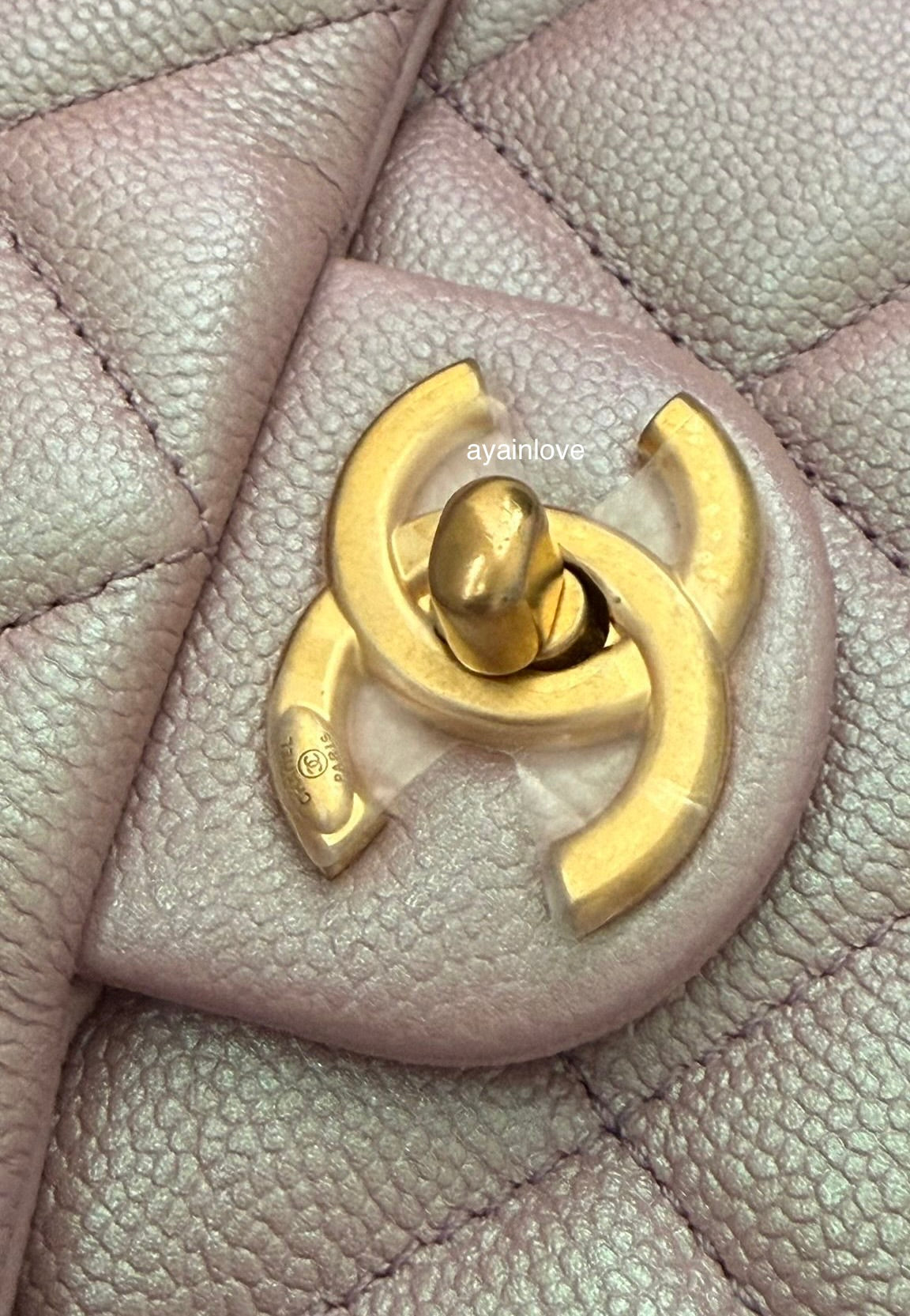 CHANEL 21K Iridescent Pink Caviar My Perfect Square Mini Flap Bag Gold Hardware