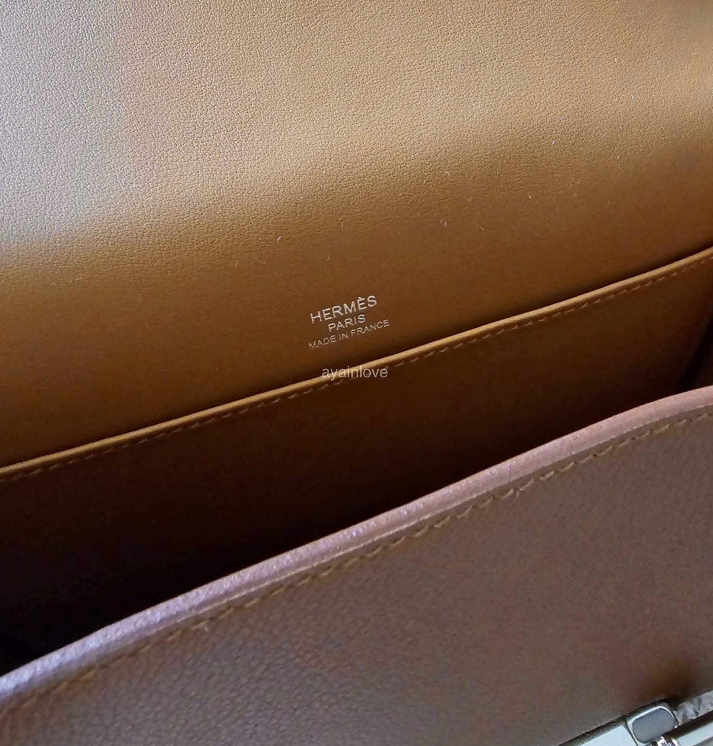 HERMES Geta Gold Evercolor Bag Palladium Hardware W Stamp