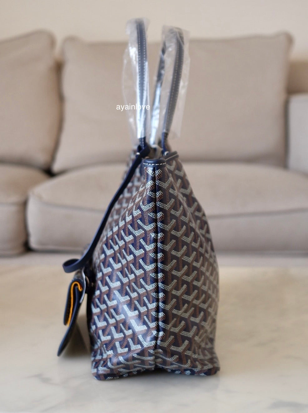 GOYARD St Saint Louis PM Navy Blue Tote Bag