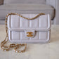 CHANEL 2025 Light Grey Lambskin Microchipped Quilted Chocolate Bar Mini Flap Bag Brushed Gold Hardware
