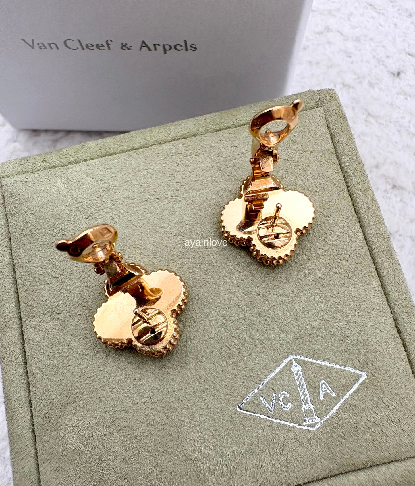 VAN CLEEF ARPELS VCA 18KT Yellow Gold Guilloche Vintage Alhambra Earrings