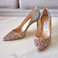 JIMMY CHOO Romy Triple Glitter Degradation Rose Gold, Gold and Silver Pumps Heel Shoes Size 37.5
