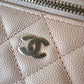 CHANEL 22C Light Beige Caviar Rectangular Vanity On Chain Light Gold Hardware
