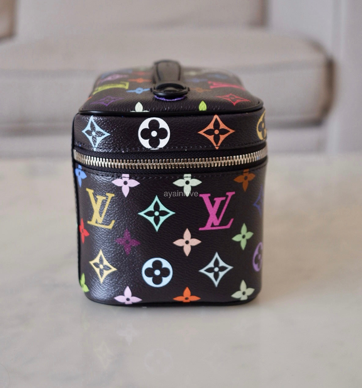 LOUIS VUITTON LV x TM Black Multicolour Murakami Rainbow Nice Mini Bag