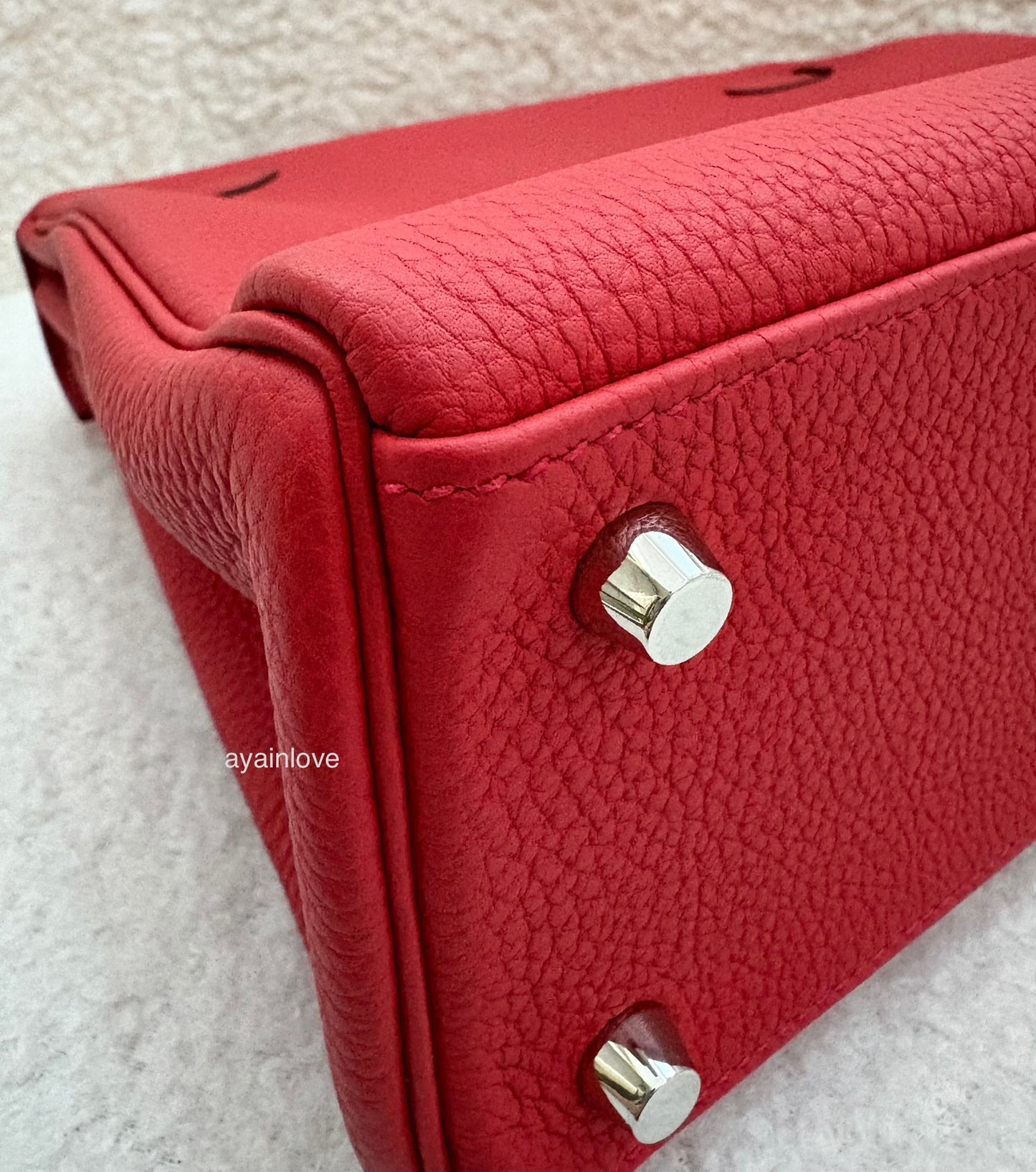 HERMES Kelly 25 Geranium Togo Retourne Palladium Hardware X Stamp