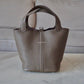 HERMES Picotin Lock 22 Etoupe Taurillion Clemence Palladium Hardware D Stamp