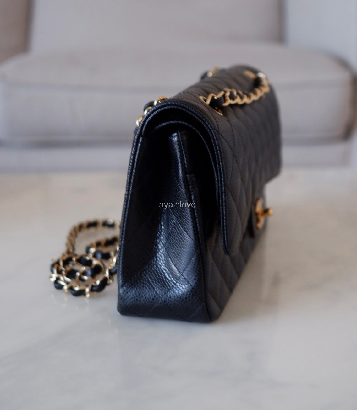 CHANEL Black Caviar Medium/Large Classic Flap Gold Hardware