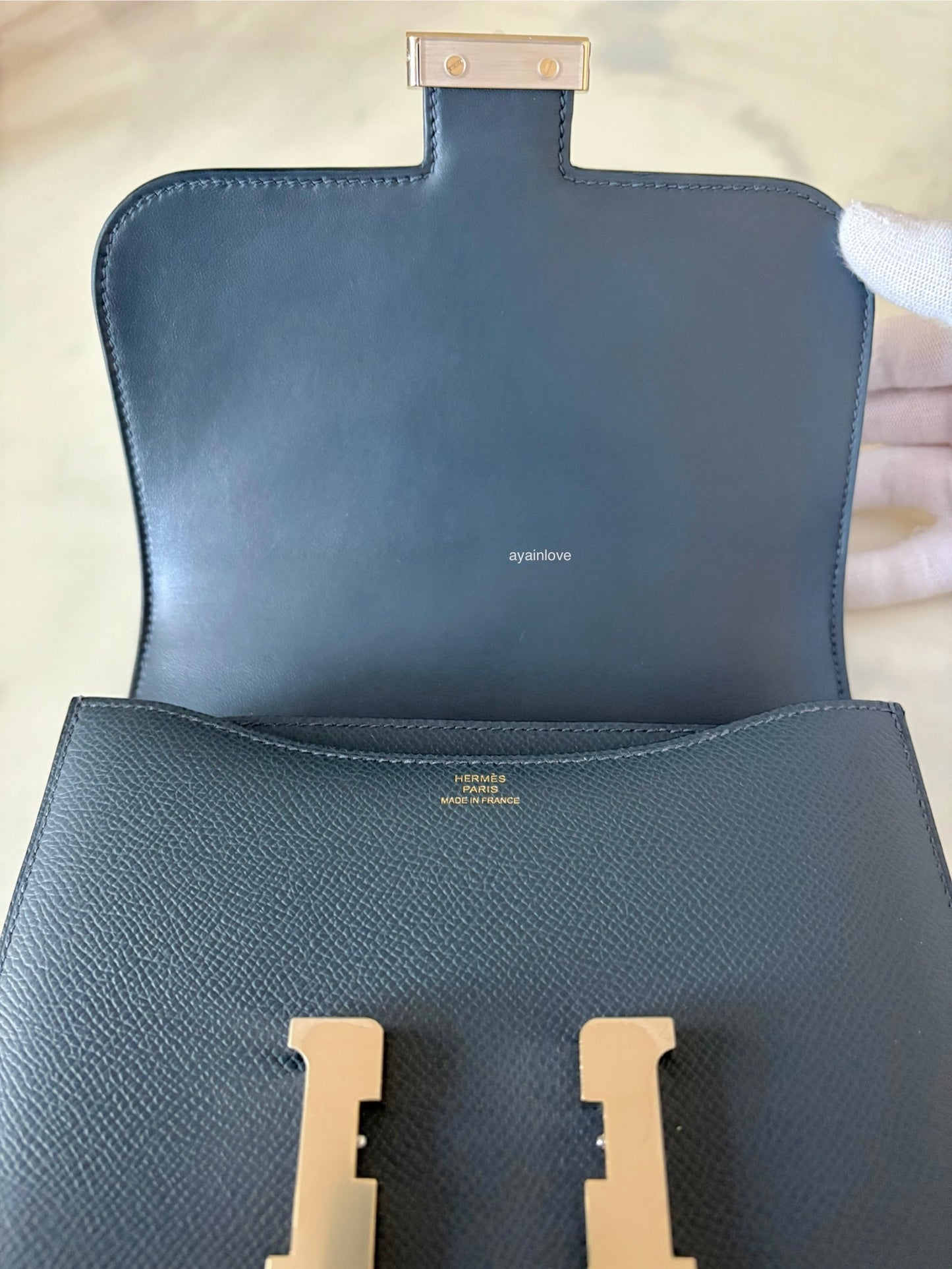 HERMES Constance 18 Gris Misty Epsom Permabrass Hardware W Stamp