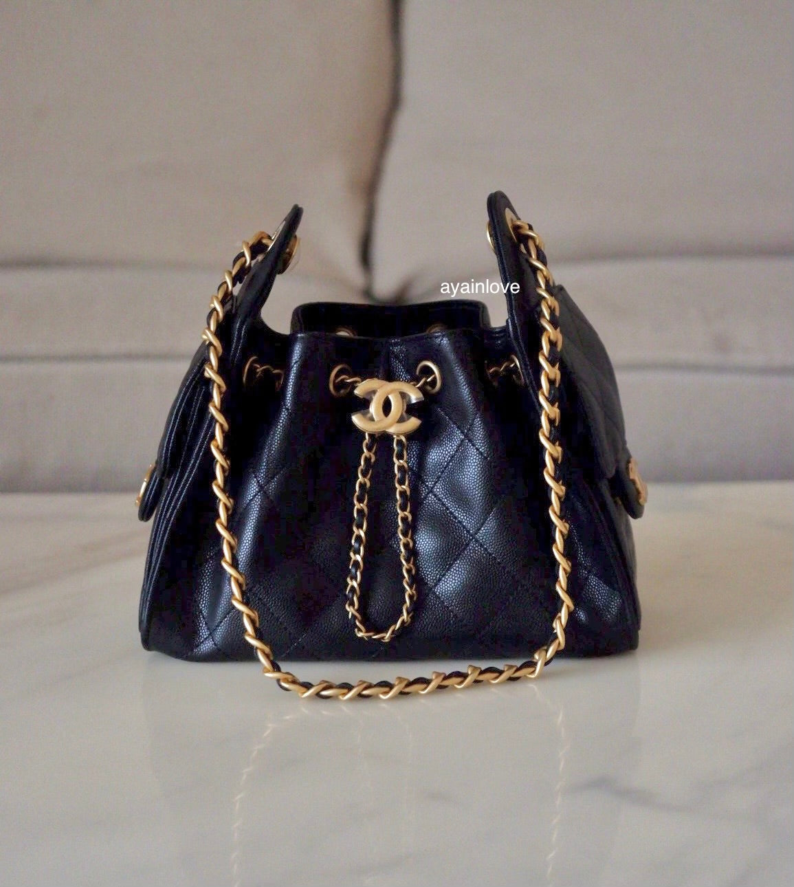 CHANEL 25 Mini Black Caviar Microchipped Bag Gold Hardware