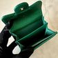 CHANEL 18S Iridescent Emerald Green Caviar XL Snap Card Holder Light Gold Hardware