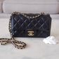 CHANEL 24K Black Lambskin Classic Rectangular Extra Mini 18cm Flap Light Gold Hardware