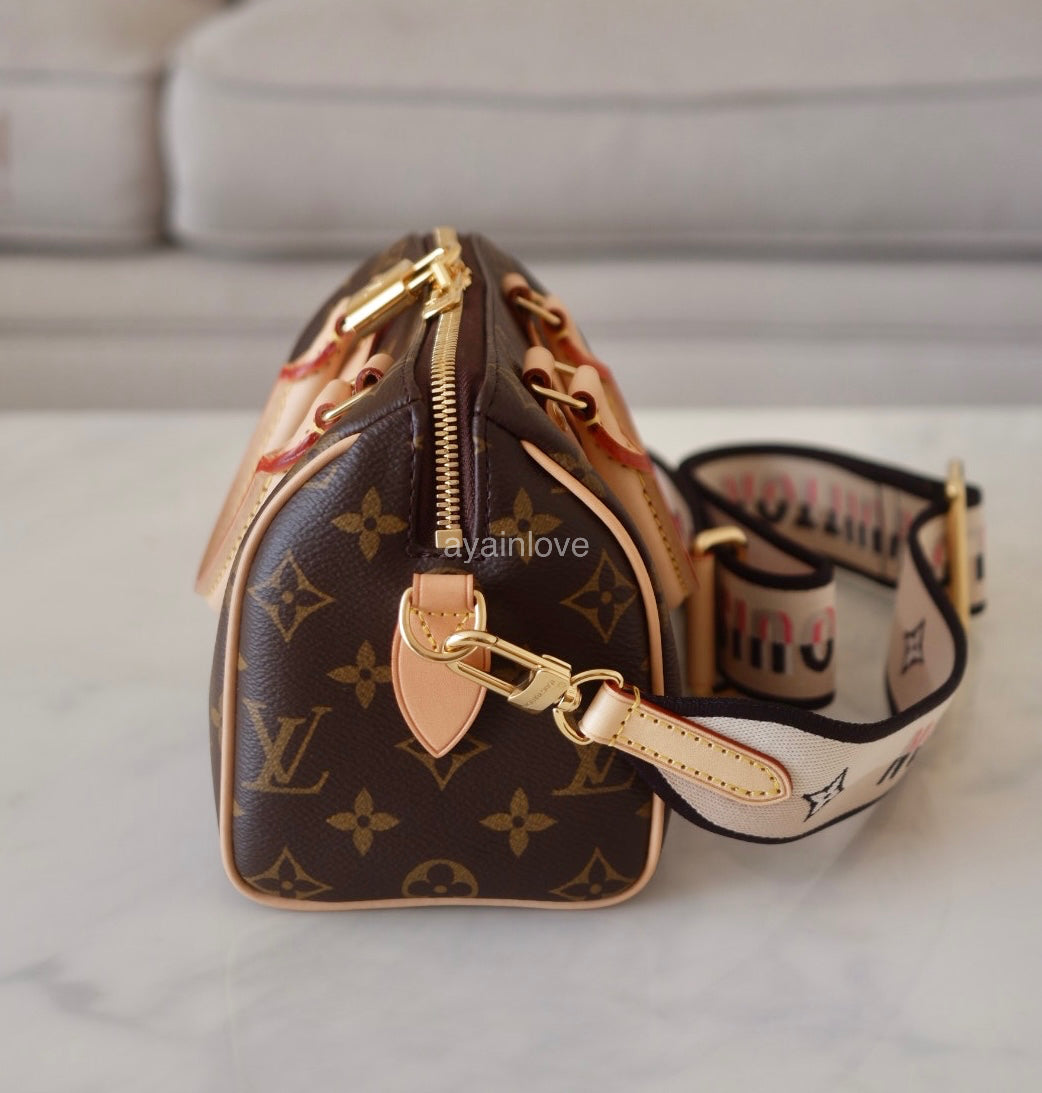 LOUIS VUITTON LV Monogram Speedy 20 Bandouliere Bag Black