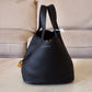 HERMES Picotin Lock 22 Black Noir Taurillion Clemence Gold Hardware K Stamp